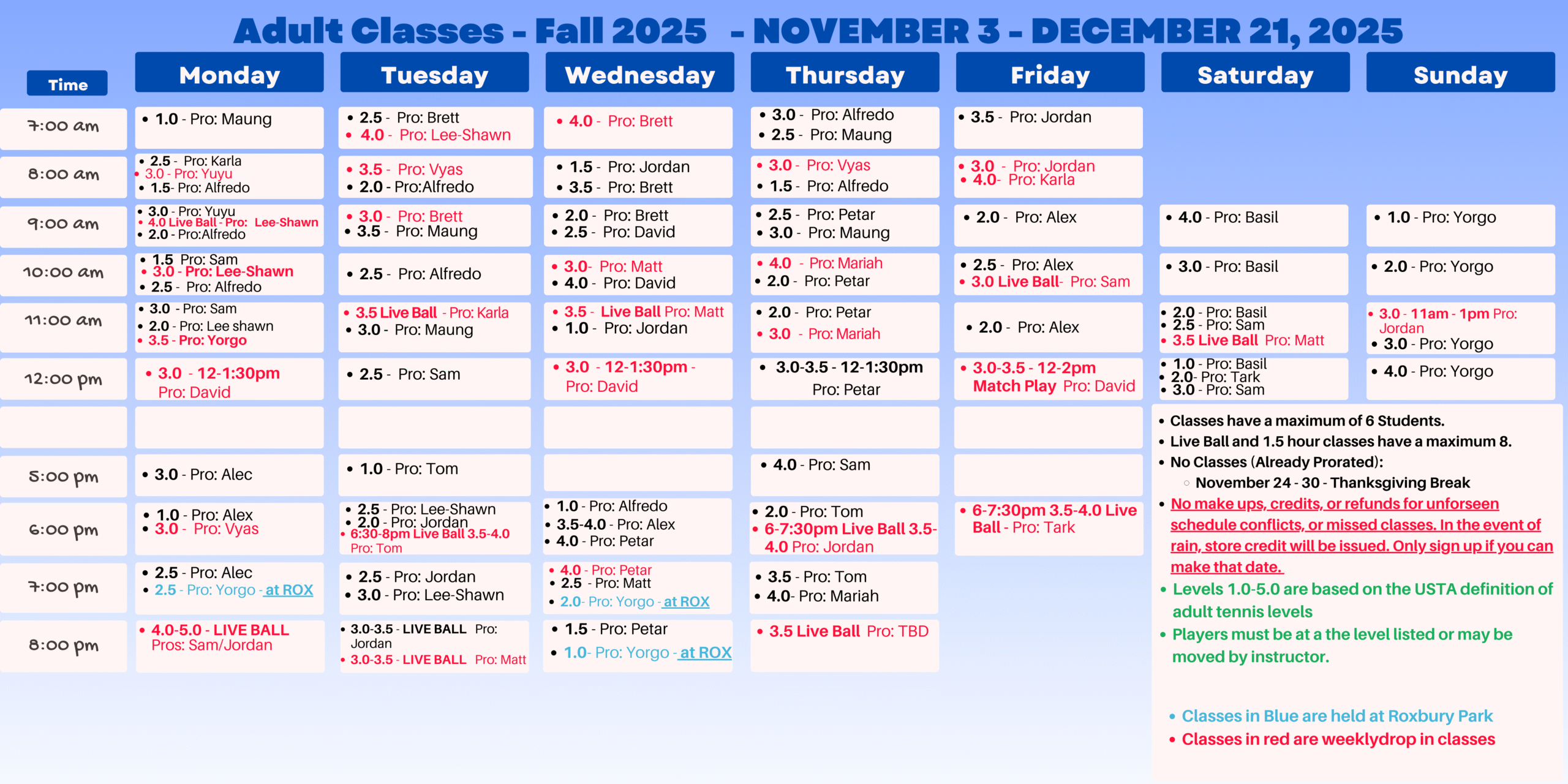 REST OF FALL SESSION ADULT new