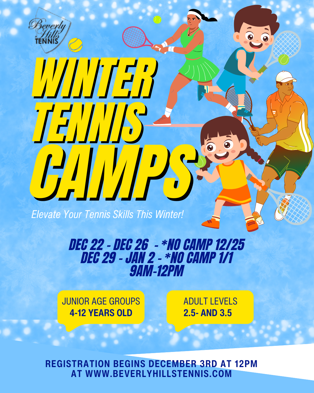 Blue And Yellow Illustration Junior Tennis Camps new