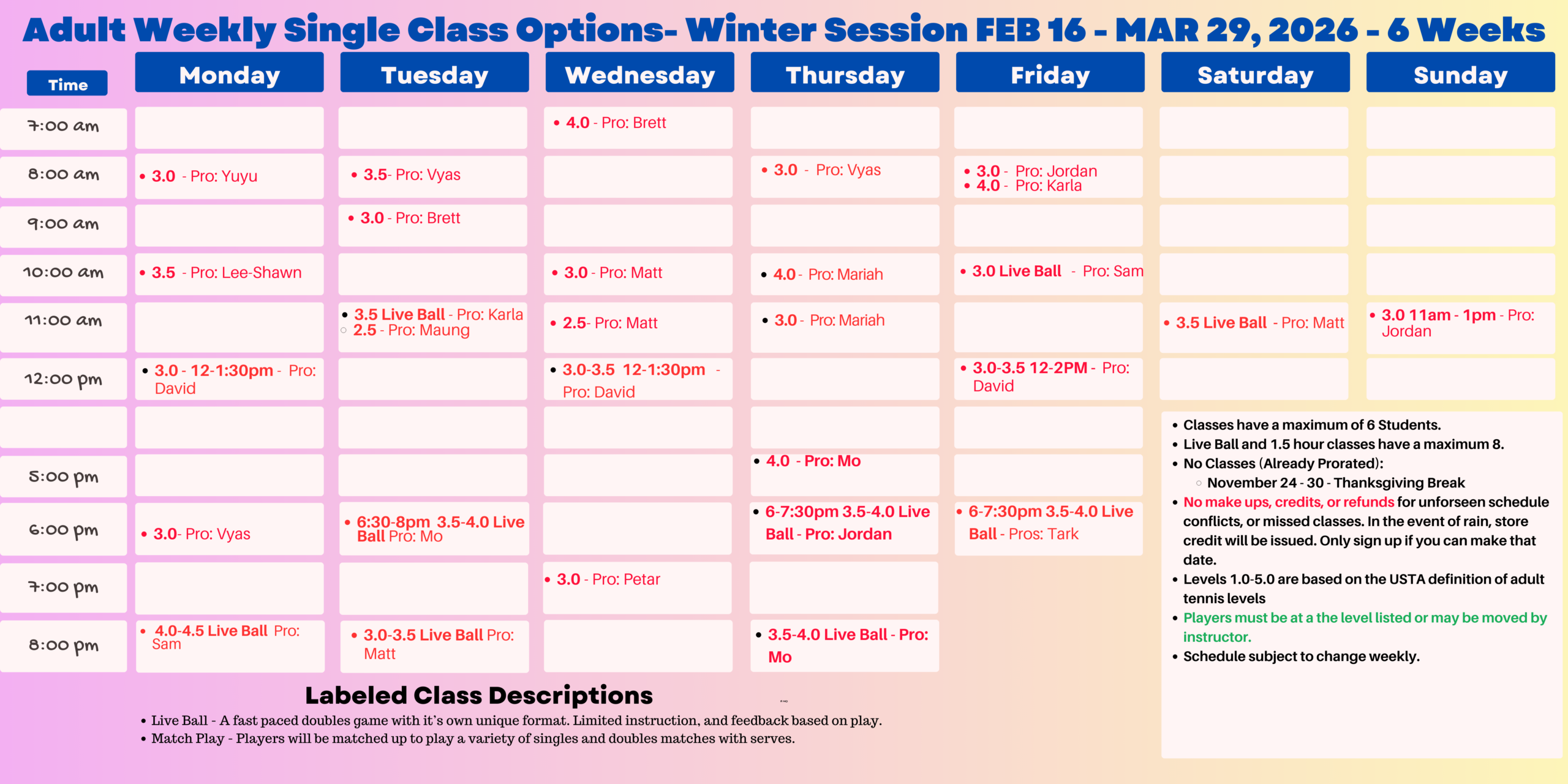 WINTER DROP INS 2-26