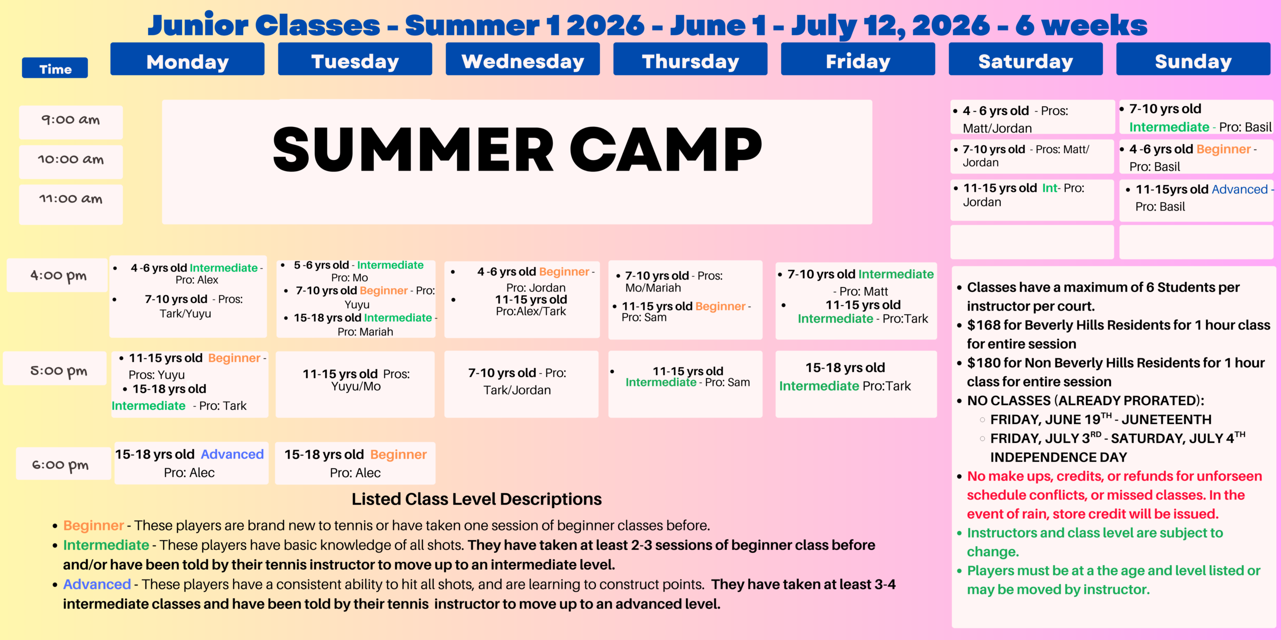 summer 26 junior 5-18