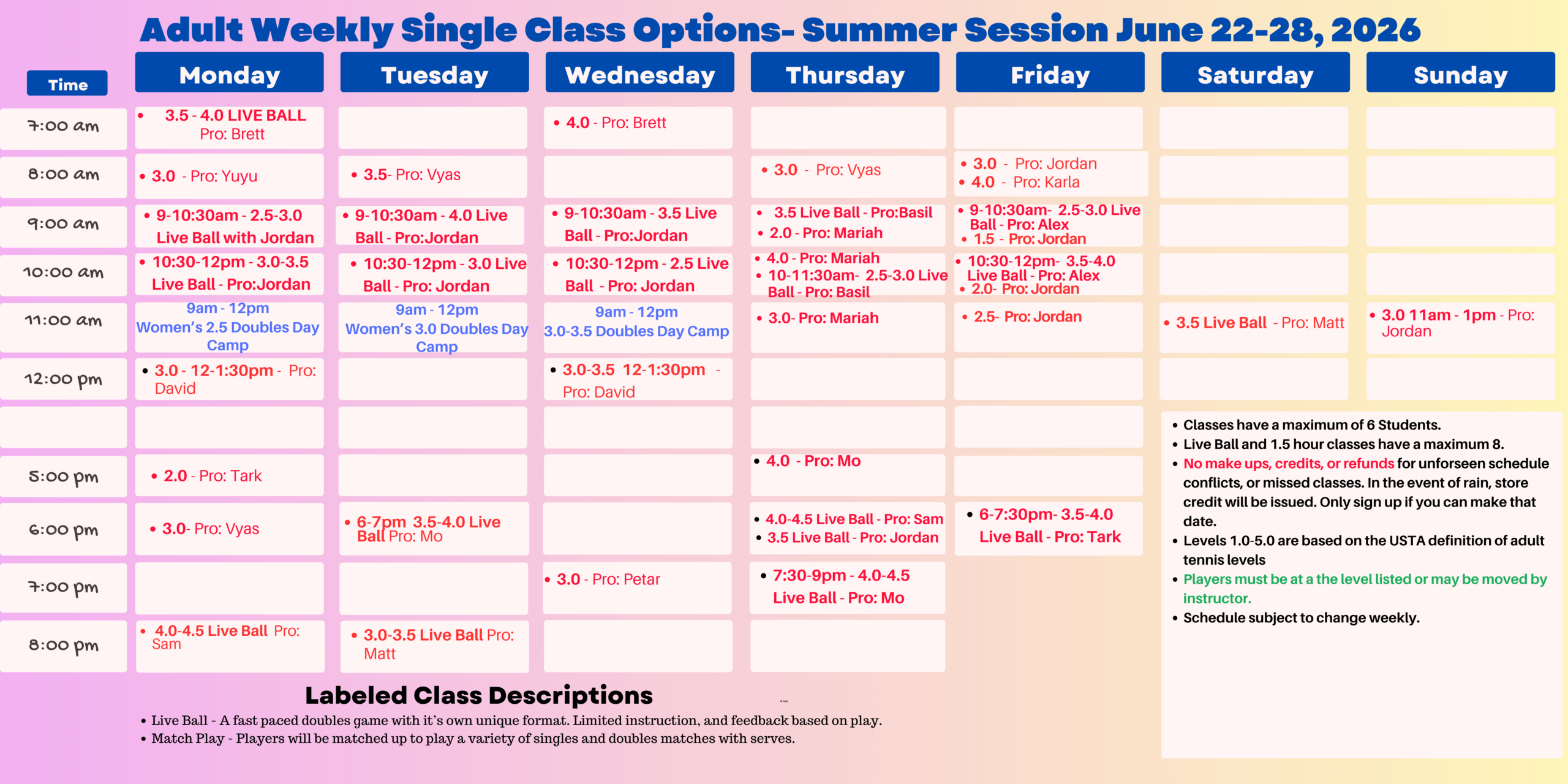 summer DROP INS 6-18