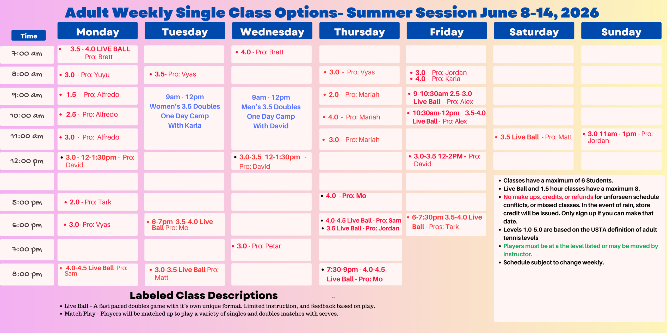 summer DROP INS 6-2