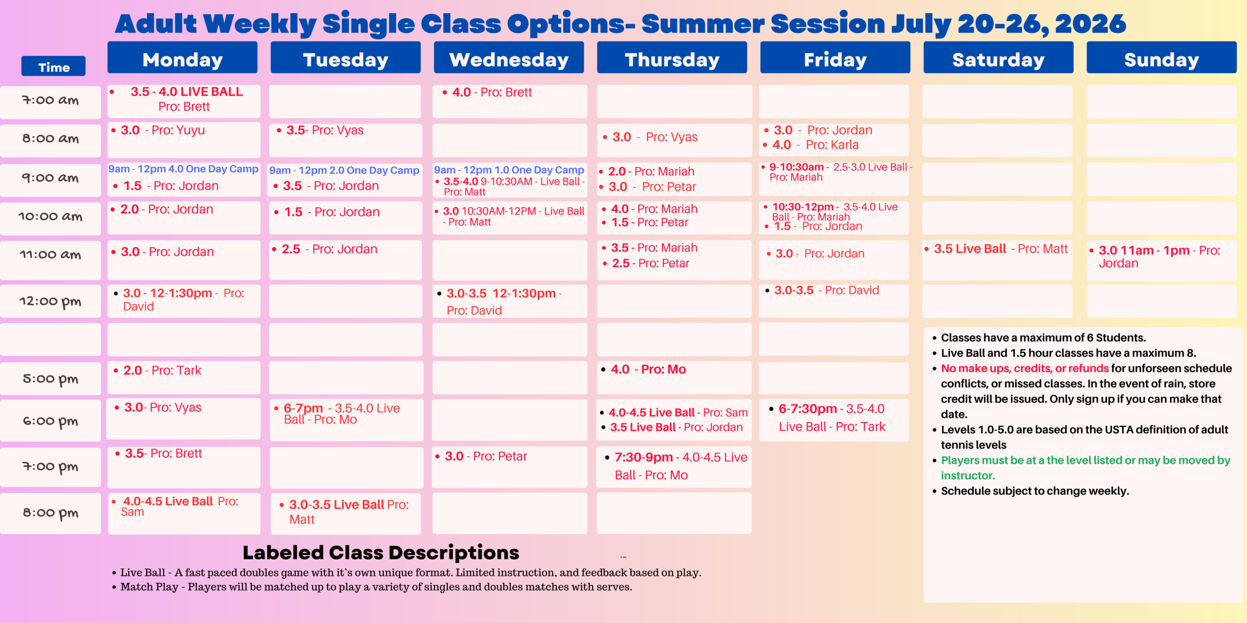 summer DROP INS 716