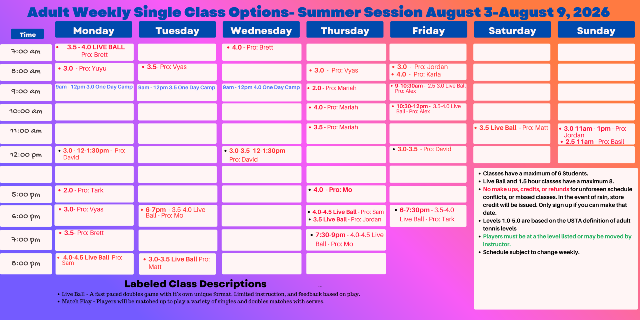 summer DROP INS 730